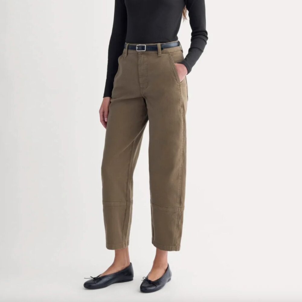 NWT Womens Everlane Utility Barrel Pants - Beech - Size 6 - Brown - Organic
